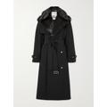 Burberry - Double-breasted Belted Faux Fur-trimmed Cotton-blend Shell Trench Coat - Black