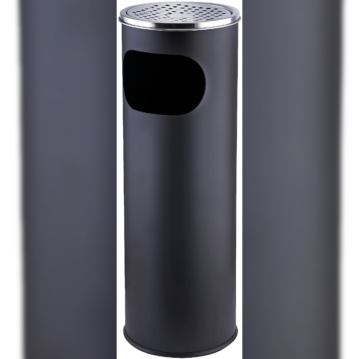 aro Abfalleimer, Edelstahl / Eisen, Ø 42 x 48 cm, 12 L, rund, mit Aschenbecher, schwarz Image