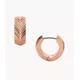 Fossil Women's Harlow Linear Texture Rose Gold-Tone Stainless Steel Hoop Earrings - Rose Gold-Tone