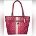 Coach Bags | Coach Pink Leather Canvas Large Purse Bag J0973-F14477 With Straps, Emblem | Color: Pink | Size: Os