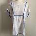 J. Crew Tops | J.Crew Slub Cotton Top Gauzy White Babydoll Shirt W Blue Crochet Lace Trim Sz S | Color: Blue/White | Size: S