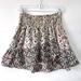 Free People Skirts | Free People Womens Brown Beige Smock Waist Prairie Boho Mini Skirt Size Medium | Color: Brown/Cream | Size: M