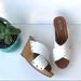 Jessica Simpson Shoes | Jessica Simpson Joze Wood-Like Wedge Platform Sandals With Wide Straps, 8 1/2 | Color: Tan/White | Size: 8.5