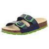 Pantolette SUPERFIT "Hausschuh WMS: Mittel", Kinder, Gr. 31, blau (blau, grün), Lederimitat, unifarben, casual, Schuhe, Schlappen, Hausschuh mit Schnallen, Größenschablone zum Download