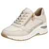 Sneaker RIEKER, Damen, Gr. 39, beige (hellbeige), Leder, Lederimitat, casual, Schuhe, mit seitlichem Reißverschluss,Freizeitschuh,Schnürschuh, schmale Form