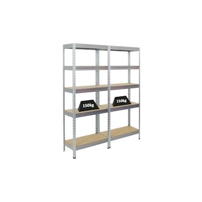 PROREGAL Mega Deal 2er-Set Schwerlastregal Rivet | HxBxT 180x75x35cm | Fachlast 150kg | Verzinkt | Innovatives Stecksystem, Lagerregal, Kellerregal Image