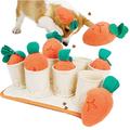 MEIJIEM Puzzle-Spielzeug für Welpen, quietschendes Hundespielzeug, Kauspielzeug für zahnende kleine Hunde mit 8 Karottenquietschern, Plüsch-Hundespielzeug, langsamer Futterspender