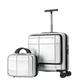 REEKOS Carry-on Suitcase Luggage 2 Piece Sets Spinner 18inch Suitcase,with Telescopic Handle, 14-inch Cosmetic Case Carry-on Suitcases Carry On Luggages (Color : Silver, Size : 14+18in)