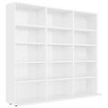 vidaXL High Gloss White CD Cabinet - Engineered Wood Storage Shelf Furniture for Living Room, Bedroom, Office