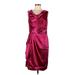 Anne Klein Cocktail Dress - Sheath Cowl Neck Sleeveless: Burgundy Print Dresses - Women's Size 8