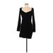 H&M Casual Dress V Neck Long sleeves: Black Print Dresses - Women's Size Medium