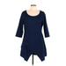 Reborn Casual Dress - Mini Scoop Neck 3/4 sleeves: Blue Print Dresses - Women's Size Large