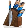 CG INTERNATIONAL TRADING 15 Piece High Carbon Stainless Steel Knife Block Set High Carbon Stainless Steel in Black/Blue/Brown | Wayfair a1399