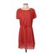 Madewell Casual Dress - Mini Scoop Neck Short sleeves: Red Solid Dresses - Women's Size 2