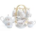 Rubbermaid 30.7oz. Floral Teapot Set For 6 Porcelain China/Ceramic in White/Yellow | Wayfair B157