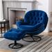 Lounge Chair - Etta Avenue™ Desmond 31.73" Wide Tufted Velvet Swivel Lounge Chair & Ottoman Velvet in Blue | Wayfair