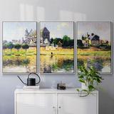 Wildon Home® Monet - 3 Piece Floater Frame Print on Canvas Metal in Blue/Green/Yellow | 40 H x 78 W x 2 D in | Wayfair