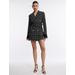 Women's Elodie Belted Tweed Blazer Dress in Black Combo / XL | BCBGMAXAZRIA