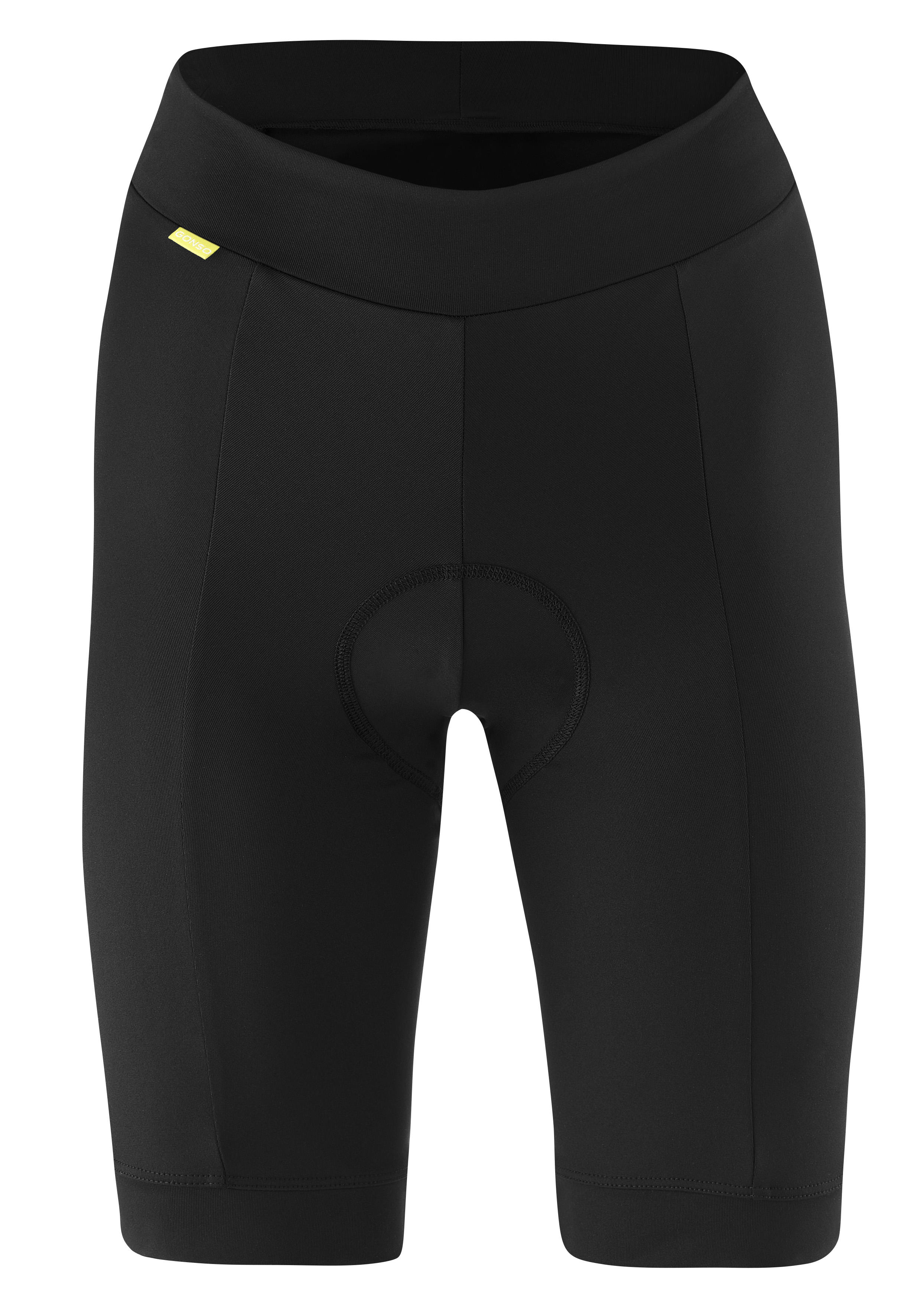 Fahrradhose GONSO "Essential Shorts Basic W", Damen, Gr. 52, Normalgrößen, schwarz, 90% Polyamid, 10% Elastan, Hosen, Damen Radhose, kurze atmungsaktive Radlerhose, Sitzpolster, Tight Fit Image