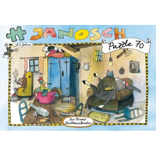 Janosch Puzzle, Die Bremer Stadtmusikanten, 70 Teile (Kinderpuzzle) - Edition Temmen