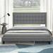 Button Tufted Velvet Platform Bed with Adjustable Headboard