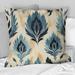 Designart "Blue And Beige Artisan Ikat Heritage" Ikat Printed Throw Pillow