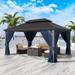 Kullavik Hardtop Gazebo w/ Galvanized Steel Roof & Aluminum Frame, New Outdoor Canopy w/ Mosquito Net & Curtain, Patio Pergola