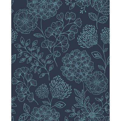 Ada Indigo Floral Wallpaper