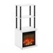 Furinno Turn-N-Tube 2-Tier Tall TV Entertainment Side Table Display Rack with Fireplace Insert