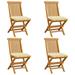 moobody 4 Piece Folding Garden Chairs with Cream White Cushion Teak Wood Side Chair for Patio Backyard Poolside Beach Outdoor Furniture 18.5in x 23.6in x 35in