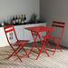 3 Piece Patio Bistro Set of Foldable Square Table and Chairs, Red,High quality and durable