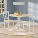 3-Piece Dining Set, 42" Round Drop-Leaf Table and X-Back Chairs