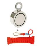 Double Sided Fishing Magnet Kit Upto 3800 Lbs Pull Force Rope Carabiner Threadlocker for Retrieving in River and Fishing