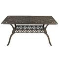 Bornmio 59in Desktop Mosaic Garden Cast Aluminum Table Bronze (WITHOUT CHAIRS)