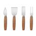 OUNONA 4pcs Cheese Tools Stainless Steel Wood Handle Cheese Utensils Spatula Cutter Fork Stocky Handle