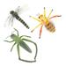 3pcs Artificial Insects Models Garden Bee Decor Dragonfly Models