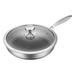 Tongina Stir Fry Wok Stainless Steel Wok Pan with Lid Stew Nonstick Stir Fry Frying Pans Electric Suitable for All Stoves Wok Pan 26cm with lid