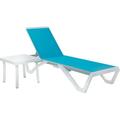 Kozyard Patio Chaise Lounge Chair - Full Flat Alumium & Resin Legs Outdoor Reclining Adjustable Chair for Sunbathing Perfect for Beach Patio Lounge Set or Patio Table (Aqua Textilene W/Table)