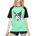 My Melody Kuromi Skull Women s T-Shirt Short Sleeves Baseball T Shirts Round Neck Raglan Tees Tops Comfortable Soft Novelty Tee Shirts