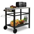 Ktaxon Grill Cart Grill Table Movable Dining Cart W/ Stainless Steel Preparation Work Table