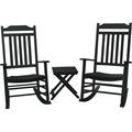 Kozyard High Back Slat Rocking Chair Solid Wood Outdoor Rocking Chair Set of 2 for Front Porch Furniture Porch Chairs for Indoor or Outdoor Use (Black)