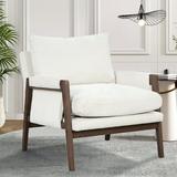 Mid-Century Modern Velvet Accent Chair Leisure Chair with Thick Seat Cushion for Living Room White