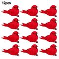 Lierteer 12 Pcs Red Bird Ornament Mini Bird Craft Decoration with Clip for Home Art Decor crooked red birds
