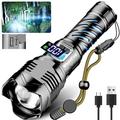 Brightest Flashlights High Lumens Rechargeable 500000 Lumens 50W Super Bright LED Flashlights USB with 5 Modes High Power Flashlight Handheld Flash Light for Emergencies Camping