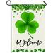 HGUAN Shamrock Clover Happy St Patricks Day Garden Flag Double Sided 12 x 18 Inch Yard Flag Spring Seasonal Flag for Outdoor Holiday Decorations