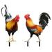 Decorative Garden Stakes Outdoor Garden Rooster Figurines Stake Acrylic Chicken Yard Sculpture Farm Animal Lawn Stakes for Decoration 2pcs DIY Ornament