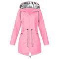 CHUOU Womens Rain Jacket With Hood Lightweight Long Sleeve Windbreaker Zip Up Drawstring Raincoat With Pockets