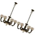 2 Pcs Dollhouse Chandelier Floor Lamp Mini Chandelier Dolly House Lamp Light Adornment Micro Landscaping Lamp Decor