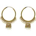 Exquisite Indian Ethnic Bronze Gold Plated Jhumki Chandelier Infinity Hoop Earring with Tiny White Pearls - Stunning Jewelry to Elevate Your Style