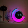 Holloyiver 2024 New Intelligent LED Table Lamp 5.3 Bluetooth Speaker Dimmable Night Light 12/24H Digital Touch Lamp Alarm Clock for Bedroom Home Decor (White)